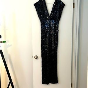 Sequins black long dress